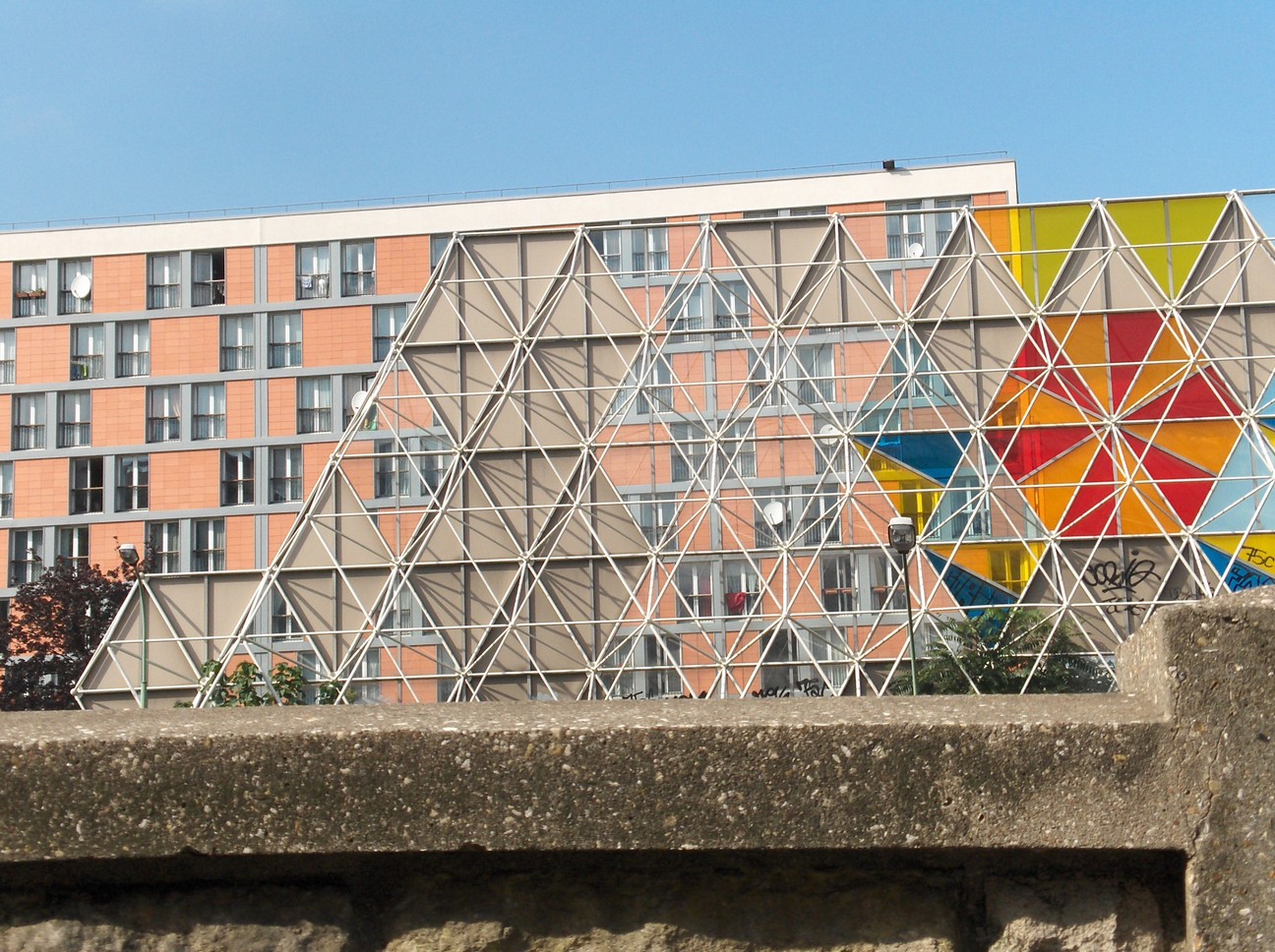 Mur coloré anti bruit : 13ème arrondissement : Paris 